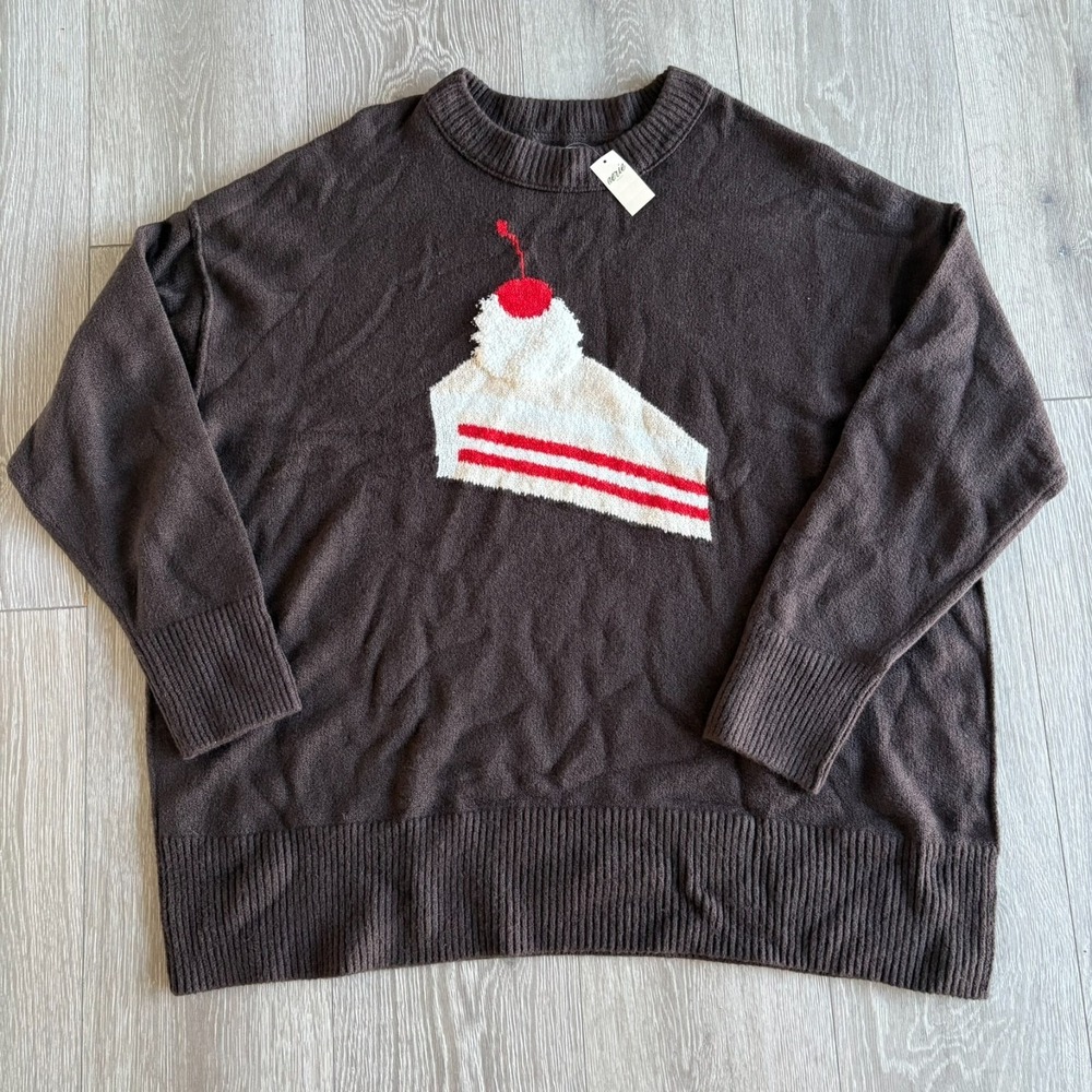 NWT Aerie Womens Chocolate Brown Softest Luxe Crew Neck Pullover‎ Sweater Size M